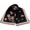 Šátek šátek šála typu kašmír s třásněmi květy 12 černá béžová světlá