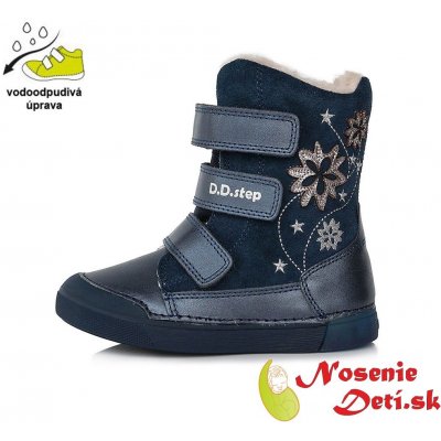 D.D.Step dívčí kožené zimní boty kozačky 068-345 tmavě modré – Zboží Mobilmania