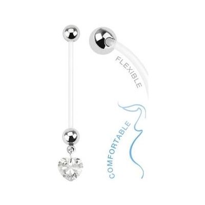 Šperky4U těhotenský piercing do pupíku srdíčko WP01080-C