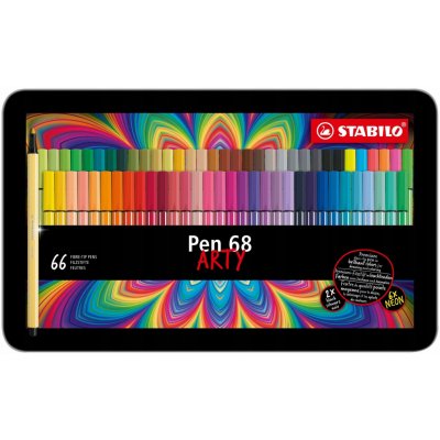 STABILO Flamaster Pen 68 kovové pouzdro 66 ks ARTY