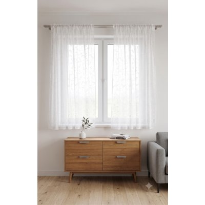 Takoy Hotová záclona 140x160 s potiskem větviček White nature-HT-01165 | 140 x 160 cm – Hledejceny.cz