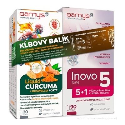 Barnys Kloubový balík FORTE – Inovo 5 Forte 90 tablet + Liquid Curcuma & Boswellia Forte 30 kapslí, 1 set – Hledejceny.cz