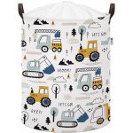 SIPO Koš uzavíratelný bavlna Mini Trucks bílý 43 L – Zboží Dáma
