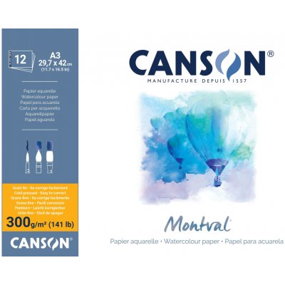 Canson Montval Skicák v lepené vazbě A3, CP 300 g 12 listů – Sleviste.cz