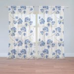 Sablio Záclony Modré kvítí : 2ks 150x250cm – Hledejceny.cz