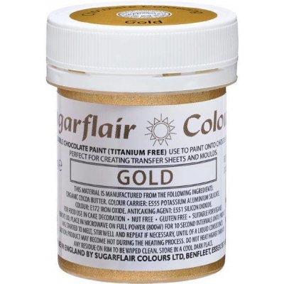 Sugarflair Barva na kreslení na bázi kakaového másla Gold 35 g – Zboží Mobilmania