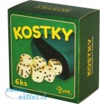 Hrací kostky bílé 6 ks kelímek v krabičce Rappa – Sleviste.cz