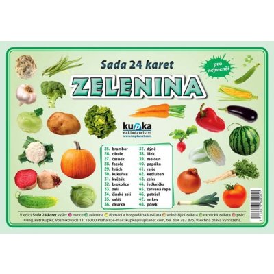 Sada 24 karet - Zelenina A5 – Zboží Mobilmania