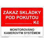 Zákaz skládky pod pokutou, samolepka 297 x 210 x 0,1 mm A4 – Sleviste.cz