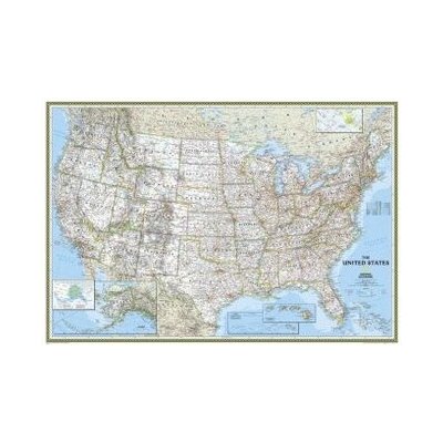 National Geographic USA - nástěnná mapa Classic 110 x 77 cm Varianta: bez rámu v tubusu, Provedení: laminovaná mapa v lištách – Hledejceny.cz