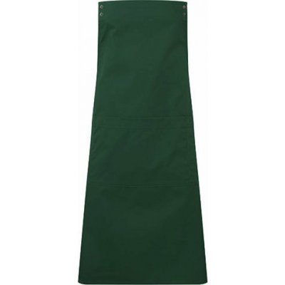 Premier Workwear Zástěra s laclem bez zavazování pro gastro a obsluhu s držákem utěrky a střední kapsou Zelená lahvová – Hledejceny.cz