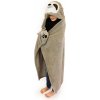 Dětská deka Cozy Noxxiez BL809 Lenochod hřejivá deka s kapucí se zvířátkem a tlapkovými kapsami