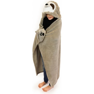 Cozy Noxxiez BL809 Lenochod hřejivá deka s kapucí se zvířátkem a tlapkovými kapsami