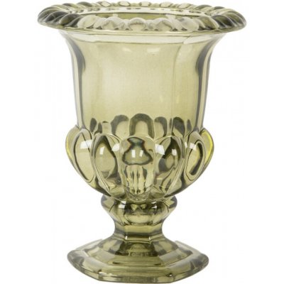 Zelená skleněná dekorace ozdobná číše / váza Alfred – 12x14 cm – Zboží Dáma