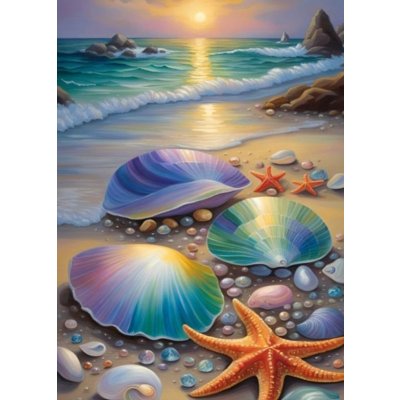 NORIMPEX Diamantové malování Škeble a hvězdice 30 x 40 cm – Hledejceny.cz