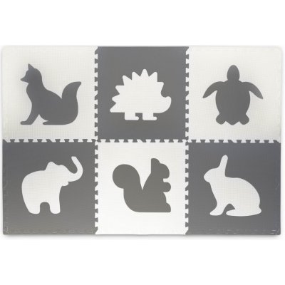 Ricokids Pěnové puzzle na zem bílá a šedá zvířátka 6ks 7490 – Zboží Dáma