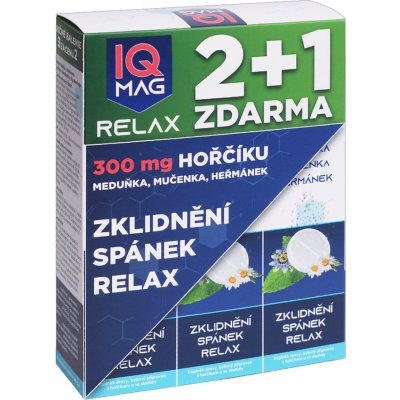 IQ Mag Relax 300mg hořčíku šumivé tablety 3x 20 ks