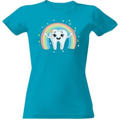 Tričko s potiskem Zdravý a veselý zub dámské Aqua – Zbozi.Blesk.cz