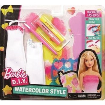Mattel Panenka Barbie D.I.Y. Akvarelové bílo-růžové návrhářství