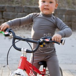 Tarua Dětské merino tričko s dlouhým rukávem a rolákem taupe s liškou