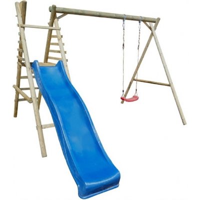 Marimex Dětská dřevěná houpačka Marimex 1 + modrá skluzavka 11640362 – Hledejceny.cz