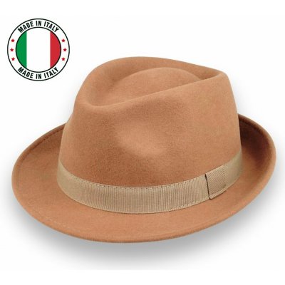 Krumlovanka klasický trilby klobouk vlněný camel s rypsovou stuhou P-970/CAM – Zboží Mobilmania