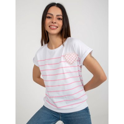 pruhované triko se srdíčkem RV-BZ-8733.29 white pink – Zboží Mobilmania