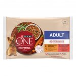 Purina One Adult Mini kuře a hovězí ve šťávě 4 x 85 g – Sleviste.cz