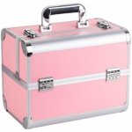 Aptel Kosmetický kufřík 35x25x31cm stříbrno-růžový CA34C – Zboží Mobilmania