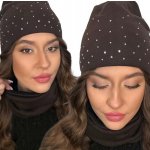 Fashionweek Dámský set čepice a šály čepice beanie trubkový šátek S2262 Hnědý – Hledejceny.cz