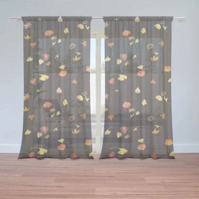 Sablio Záclony Podzim na černé: 2ks 150x250cm – Hledejceny.cz