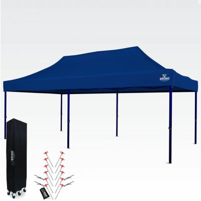 BRIMO Nepromokavý párty stan 3x6m bez 3 stěn Modrá S. Ocel eco – Zboží Mobilmania