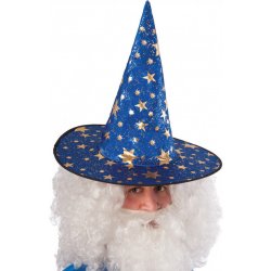 Carnival Toys Modrý klobouk čaroděj s hvězdami