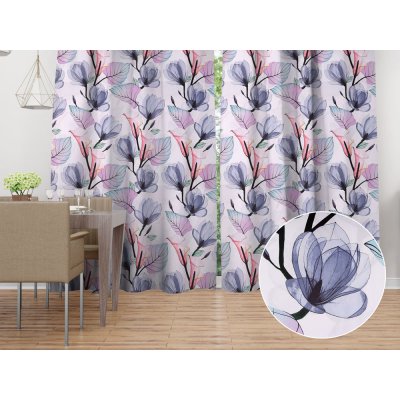 Biante Bavlněný závěs Sandra SA-333 Velké květy magnolie a kaly 150x190 cm – Hledejceny.cz
