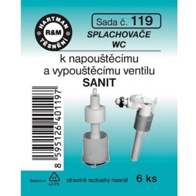 HARTMAN těsnění k napouštěcímu a vypouštěcímu ventilu WC sanit., sada č. 119 – Zbozi.Blesk.cz