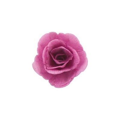 Dekorace oplatková - Růže malá 30 mm, fialová, 3 ks