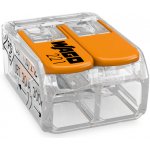 WAGO Svorka krabicová 221-412 páčková spojovací pro všechny druhy vodičů 2 x 4 mm² , oranžová/transparentní 221-412 – Sleviste.cz