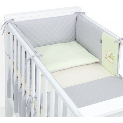 Mamo-Tato Mantinel s povlečením 3D sada Teddy výšivka zelená šedá 120 x 90 cm – Zboží Dáma