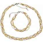 Ewena dámský plochý náhrdelník s náramkem z chirurgické oceli tricolor KM1320 – Zboží Dáma