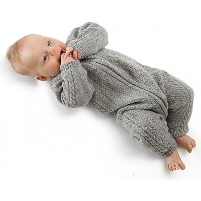 Merino pletený overal pro kojence šedý