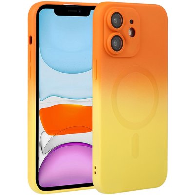 Pouzdro AppleMix Apple iPhone 11 - podpora MagSafe - barevné přechod - ochrana kamery - gumové - oranžové/žlutý