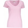 Dámská Trička FRUIT OF THE LOOM LADY FIT V-NECK LIGHT PINK