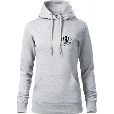 Bowling kuželky mikina dámská Cape s kapucí Světlešedý Melír – Zboží Dáma
