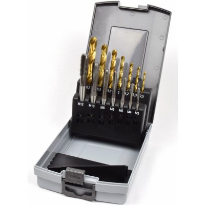 M3-M12HSS DIN371(2N)sada strojních závitníků s vrtáky HSS TiN – Zboží Dáma