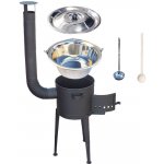 Kessel kotlík na guláš nerez 20 l INOX 1,2 mm speciální žáruvzdorná kotlina vysoká Plus 600 °C 42 cm poklice nerez 46 cm INOX naběračka 350 ml a vařečka 50 cm SUPER PARTY – Sleviste.cz