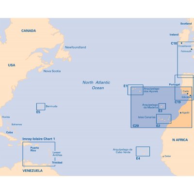 Námořní mapa Imray C20 Strait of Gibraltar to Arquipelago dos Acores and Islas Canarias Passage Chart IMC20