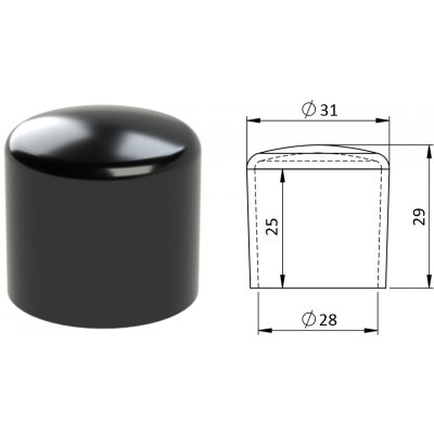 Vnější krytka PVC ø 31 x 29 mm, otvor 28 x 25 mm, černá | Zboží Auto