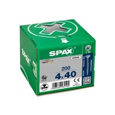 SPAX záp. hlava 4.0x40 část. závit TX20, Wirox stříbr. certifikovaný (200 ks) – Hledejceny.cz
