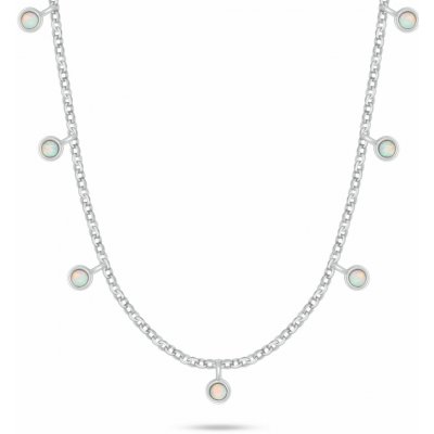 Brilio Silver Hravý stříbrný náhrdelník s bílými syntetickými opály NCL209W – Sleviste.cz