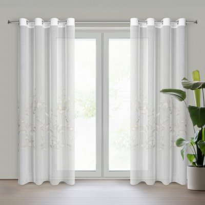 EUROFIRANY ZÁCLONA NA KROUŽCÍCH ESTELLA 140X250 CM LISTY – Hledejceny.cz